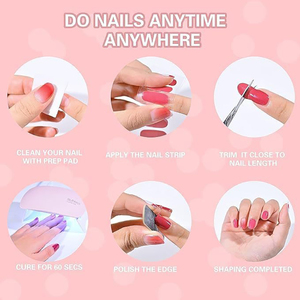 Bandes de vernis à ongles en gel UV semi-durci imperméables, autocollants pour ongles à couverture complète - Product Image 5