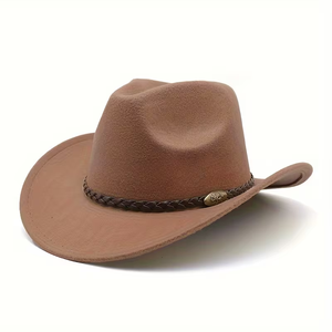 <span class=keywords><strong>Chapeau</strong></span> de Cowboy Western en Métal Meilleures Ventes, Bord Roulé, <span class=keywords><strong>Chapeau</strong></span> d'Équitation Rétro en Feutre Fedora pour Hommes et Femmes - Product Image 1
