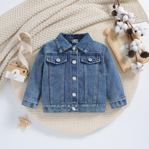 Veste en jean courte pour filles, style occidental, avec alphabet, printemps-automne, traitement adoucissant, col rabattu - Product Image 4