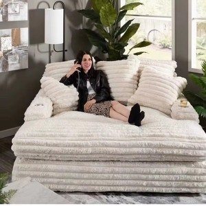 Sofá <span class=keywords><strong>Cama</strong></span> Modular Portátil de Diseño Moderno y Sencillo, Tapizado en Terciopelo con Relleno de Esponja Suave para Sala de Estar, Escuela u Hotel - Product Image 2