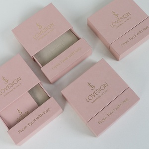 Milan Custom logo Light <strong>pink</strong> Slide Cardboard <strong>Jewelry</strong> <strong>Box</strong> with Velvet Foam Insert - Product Image 1