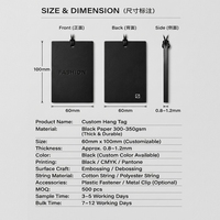 Étiquettes suspendues personnalisées en papier écologique noir mat pour vêtements, étiquettes de prix durables, étiquettes volantes pour vêtements, forme personnalisée, logo de marque