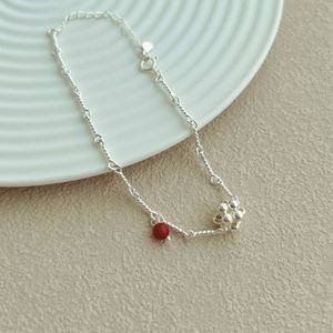 Dylam Fine Fashion Jewelry Manufacturer <b>Rope</b> <b>Chain</b> 925 Sterling Silver Bead Beaded Red Bead Bangles Bracelets for Women - Product Image 5