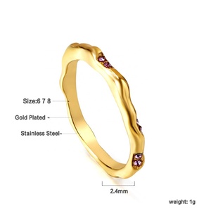Bagues tendance en zircon cubique pour femmes, bijoux de mariage, plaqué or 18 carats, en acier inoxydable, grosses bagues en zircon et diamant, vente en gros - Product Image 4