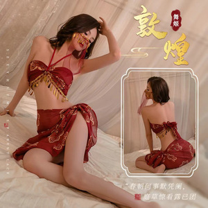 Purely sensual and sexy lingerie set featuring Dunhuang flying apsaras, exotic Hanfu style, gold-stamped strapless top, and - Product Image 1