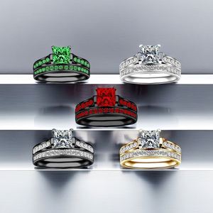 Charm Couple <b>Rings</b> Romantic Women Red Rhinestones <b>Rings</b> Set Trendy Men Celtic Dragon <b>Stacked</b> <b>Rings</b> Wedding Band Jewelry - Product Image 2