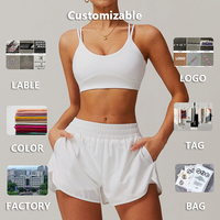 XW-TZ4001 Ensemble de yoga deux pièces avec short de sport à poches latérales et soutien-gorge croisé sans dos pour fitness, course et gym