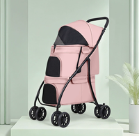 Poussette pliable à double étage pour chiens et chats de petite et moyenne taille, chariot léger pour animaux de compagnie pour l'extérieur