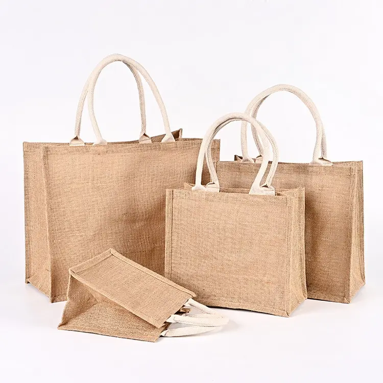 Custom Available Eco Friendly Plain Natural Tote Bag Small Jute Bag For DIY Hand Painting