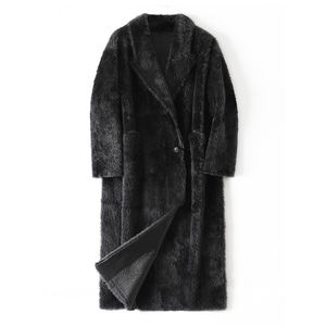 Manteau en laine uni à bouton unique Mosi-Kangalun d'Afrique du Sud, doublure en fourrure, pour femmes - Product Image 1