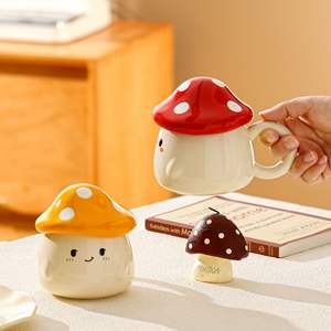 New Bone China Vidrados 3d Cerâmica Leite Copo De Café Cogumelo Cartoon Kid 11 Oz Caneca Louça Escritório Home Handle Estilo Bonito - Product Image 3