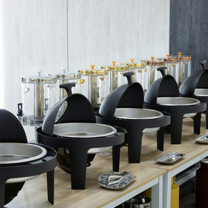 Chauffe-Plat de Luxe en Acier Inoxydable pour Buffet, Équipement de Restauration, Réchaud Rond Doré 6L à Alcool pour Mariages et Fêtes - Product Image 3