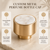 Capsules de flacons de parfum en métal personnalisées avec incrustation de marbre naturel, flacon de parfum de luxe en Zamak