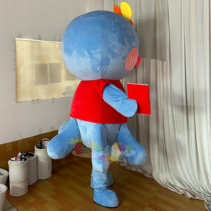 <span class=keywords><strong>Disfraz</strong></span> de Mascota de <span class=keywords><strong>Pulpo</strong></span> Personalizado para Adultos Unisex, Traje de Felpa Azul con Diseño de Chaleco Rojo de Dibujos Animados para Eventos Escolares - Product Image 2