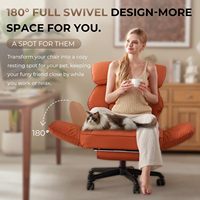 Silla de Oficina Ergonómica Giratoria de Lujo Moderna, Tapizada en Cuero Ecológico Naranja, con Ruedas, para Sala de Estar, Material de Tela
