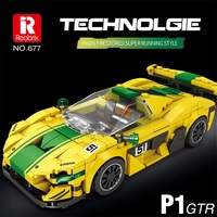 Reobrix 688 Puzzle Kreatif 1:24 Mobil Balap Sport Model Kecil DIY Perakitan Balok Mainan Dewasa Set Mainan Blok Bangunan