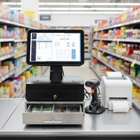 Système de point de vente tout-en-un pour restaurant, écran 15,6'', compatible Windows 10/11/Android, caisse enregistreuse, terminal de paiement