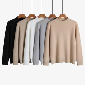 Custom OEM high quality seven-pin knitwear winter thick warm soft pullover top crew neck casual loose knit women woolen sweater