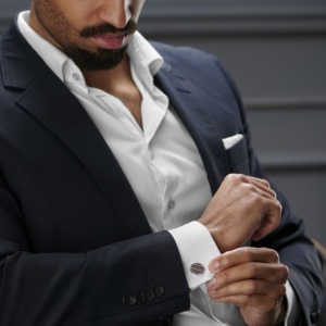 Cao đánh bóng bạc thép không gỉ <span class=keywords><strong>bule</strong></span> sọc Vòng Khuy măng sét phổ biến Chic người đàn ông Khuy măng sét Quà Tặng - Product Image 6