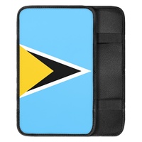 Coussin d'accoudoir de voiture fin avec imprimé du drapeau national de Sainte-Lucie, protection confortable pour la plupart des automobiles