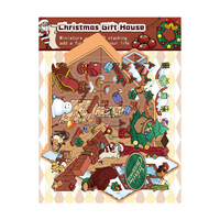Usine en gros de haute qualité personnalisé découpé mignon dessin animé cadeau de noël maison autocollants chambre décoration autocollants