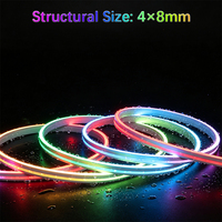 Bande LED à émission latérale 5V, conforme FCC CE RoHS, néon flexible 0408 en silicone pur, à pliage latéral, sans points, contrôle intelligent par application, couleurs changeantes en flux