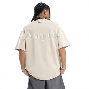 Camiseta Negra Bordada para Hombre, Talla Grande, Manga Corta, Cuello Redondo, Algodón, Estilo Urbano, con Logotipo Personalizado - Product Image 1