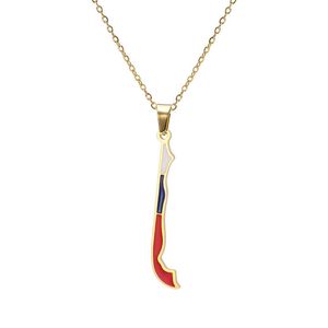 Émail Chili Carte Drapeau Pendentif Colliers Pour Femmes Hommes En Acier Inoxydable Charme République Du Chili Patriotique Bijoux Cadeaux - Product Image 1