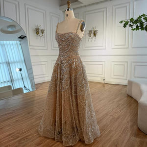 S0588N Nuevo Vestido de Fiesta Elegante con Tirantes, Estilo Línea A, con Cuentas de Lujo, Largo hasta el Suelo, Transpirable, para Mujer - Product Image 4