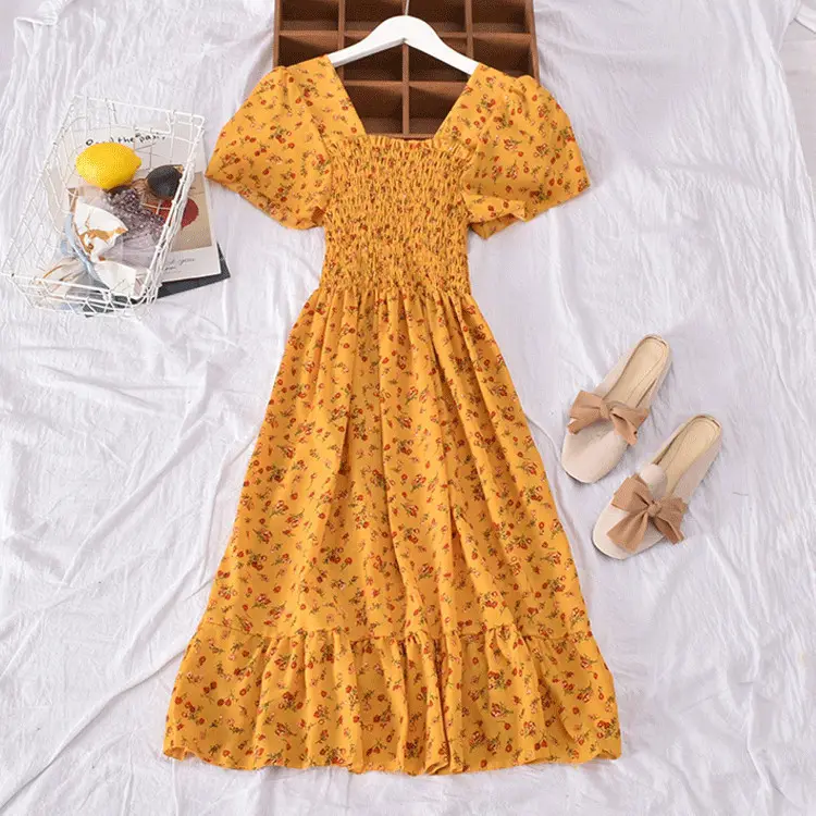 Floral Print Elastic prom cheap casual women classy OEM corset dresses Casual Dresses long dress