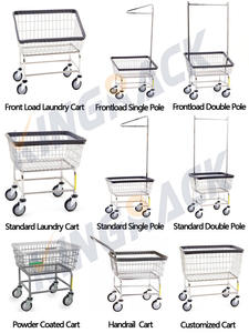 Carrito de lavandería metálico cromado para lavandería comercial, carrito de almacenamiento para ropa sucia. Carrito de Mano con Ruedas - Product Image 3