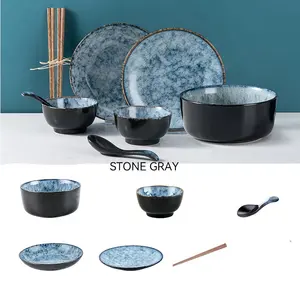 Vajilla japonesa, juego de platos de cerámica, vajilla