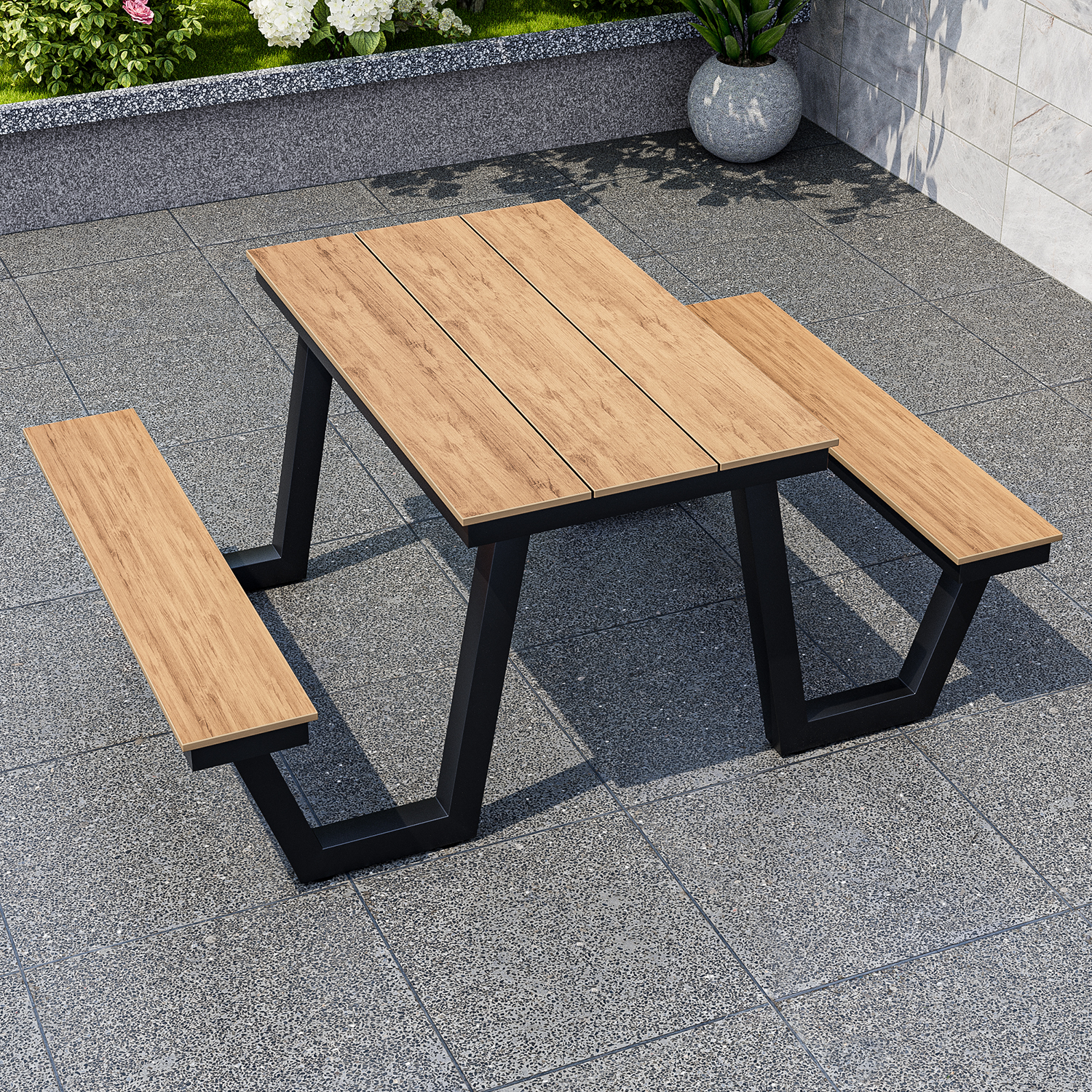 Tavolo frame-120cm BK con panca
