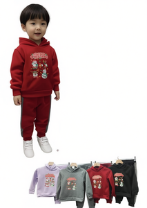 Set di felpe con cappuccio stampate con simpatici cartoni animati per bambini, ragazzi, outfit invernali casual in maglia, rosso, grigio, nero, viola - Product Image 1