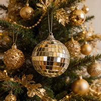 Boule disco miroir 4D de 6 cm avec corde, argentée, décorations de Noël pour arbre, ornements suspendus