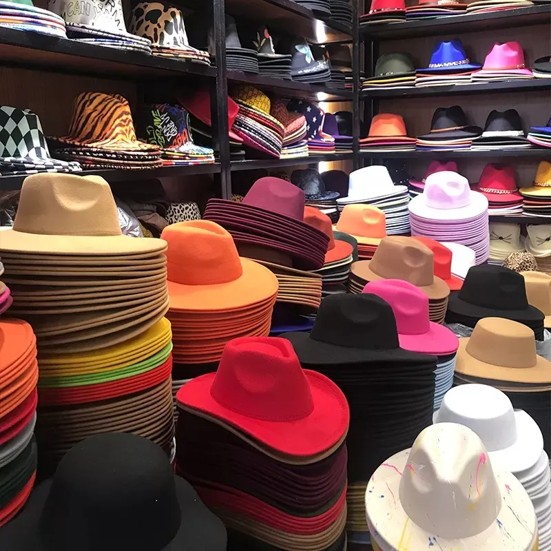 หมวกเฟโดราสำหรับผู้ชายและผู้หญิง,หมวกฟีดอร่าผ้าวูลขนแกะสีขาวปรับแต่งได้ปี HT-716