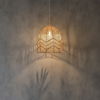 Lampe suspendue en rotin tissé à la main, dôme évasé, lampe de plafond en osier, style bohème chic, pour restaurant, chambre à coucher