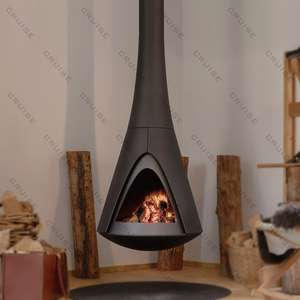 CRUISE Cuivre-rouge Suspendu Dimensions personnalisées Coin <span class=keywords><strong>Cheminée</strong></span> à bois à <span class=keywords><strong>foyer</strong></span> <span class=keywords><strong>ouvert</strong></span> Hall commercial <span class=keywords><strong>Cheminée</strong></span> ronde à conduit droit - Product Image 2