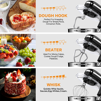 Robot Pâtissier et Mélangeur Alimentaire Multifonction 3-en-1 Pour Cuisine : Batteur Sur Socle Type Planétaire Pour Gâteaux et Pâtes