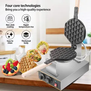 Rotatable Egg Bubble Waffle Maker Non Stick Hong Kong Egg Waffle Cake Machine Snack Equipment With Timer Temperature