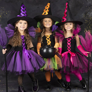 Costumi di Halloween, Vestito da Strega Malvagia per Bambine, Abito Tutu con Cappello da Strega, Costume per Feste di Compleanno, Vestito da Strega per Bambini - Product Image 1