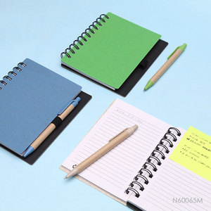 High Quality Custom Logo A5 Size Spiral Wheat Straw Material Plastic Cover Notebook
