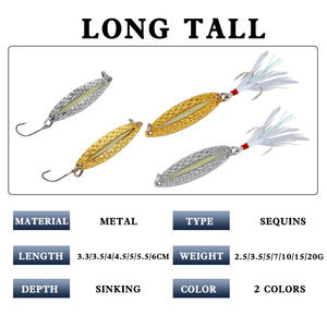 Leurre Cuillère Métallique 7g Doré avec Hameçon Triple à Plumes pour la Pêche au Bar en Fond - Product Image 2