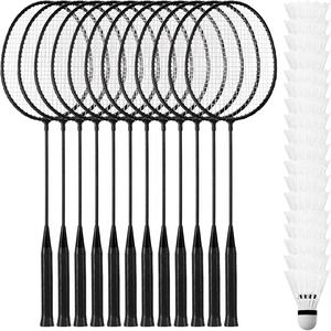 Ensemble de 12 raquettes de badminton en fer et nylon avec 18 volants en nylon pour les débutants et les joueurs avancés - Utilisation en extérieur - Product Image 1