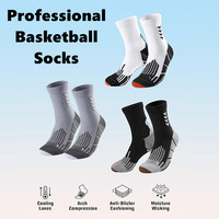 Chaussettes de sport pour hommes, de basketball, avec séparation gauche-droite, coussin épais, en tissu éponge, respirantes, anti-ampoules, pour la course et la gym