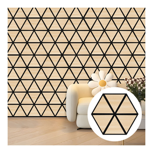 Panneau <span class=keywords><strong>acoustique</strong></span> en bois hexagonal 3D moderne |   Tuiles acoustiques géométriques en placage |   Décoration murale en placage de bois pour bureau - Product Image 1