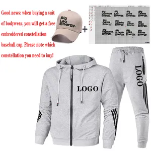 3PCS/Set fashion printed autumn and winter Hoodie suit sportswear casual slim fit men&#39;s sportswear jogging sportswear