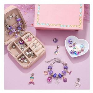 Premium DIY <b>Beaded</b> Bracelet Making Kit for Kids with Colorful <b>Beads</b> and Cute Charms Stainless Steel Chain Jewelry Craft Set - Product Image 3