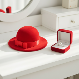 Unique Women Hat Shape Jewelry Box Wholesale Velvet Ring Packaging Red Flocking <strong>Earrings</strong> <strong>Case</strong> - Product Image 2