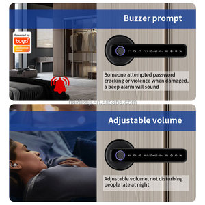 Cerradura Inteligente Electrónica ANDUDU con Manija de Madera, Cerradura Digital Biométrica con Huella Dactilar y Encriptación Tuya, Control por Aplicación, Contraseña y Llave para el Hogar - Product Image 4